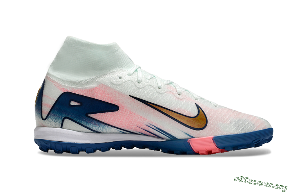 Nike Air Zoom Mercurial Superfly 10 Elite TF Football Shoes - White/Pink/Blue 6