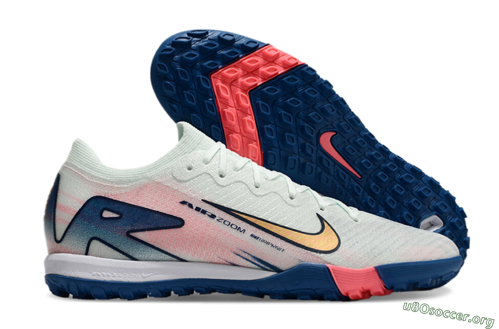 Nike Air Zoom Mercurial Vapor 16 Elite TF Football Shoes - White/Pink/Blue 1