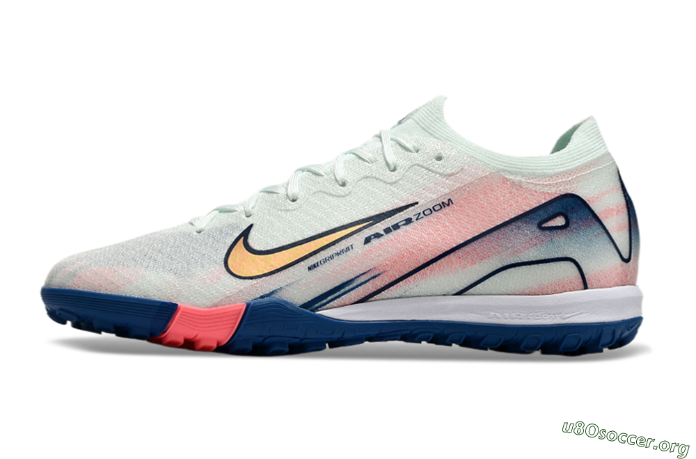 Nike Air Zoom Mercurial Vapor 16 Elite TF Football Shoes - White/Pink/Blue 2