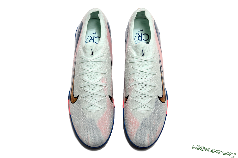 Nike Air Zoom Mercurial Vapor 16 Elite TF Football Shoes - White/Pink/Blue 0
