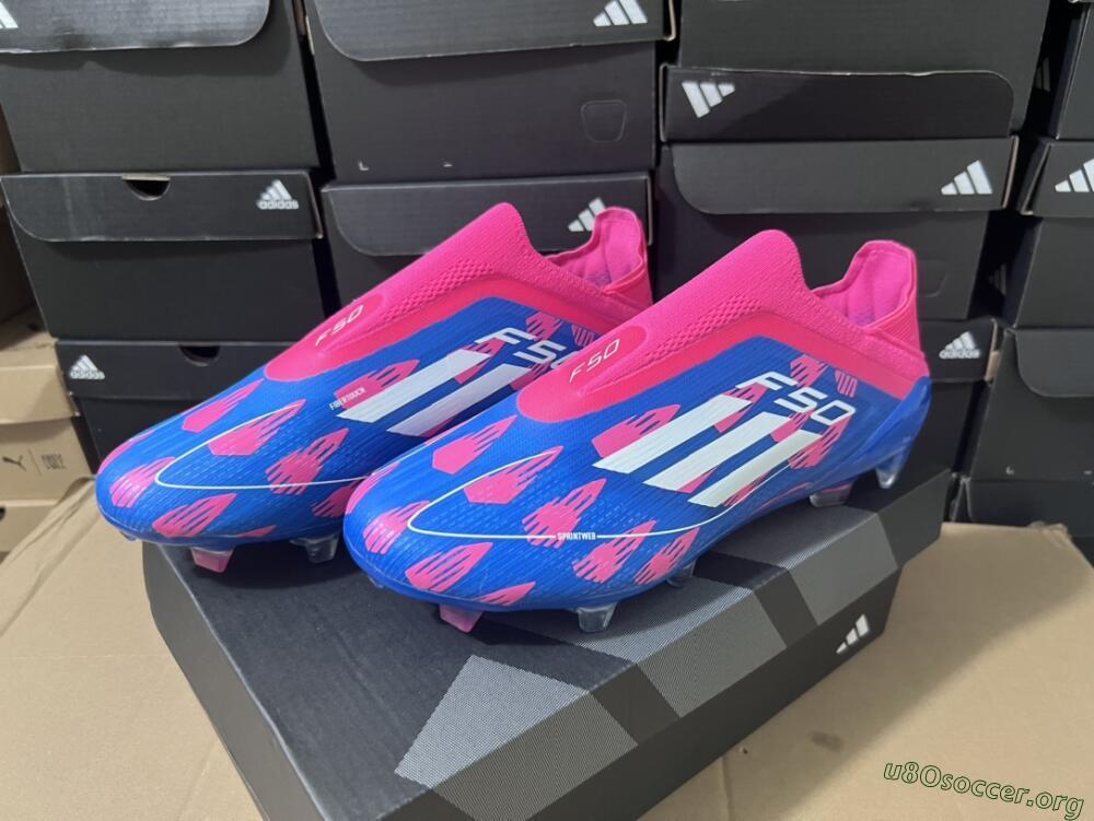 Adidas F50 Elite Laceless FG Football Boots - Blue/Pink/White