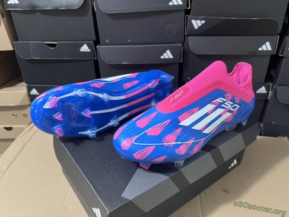 Adidas F50 Elite Laceless FG Football Boots - Blue/Pink/White