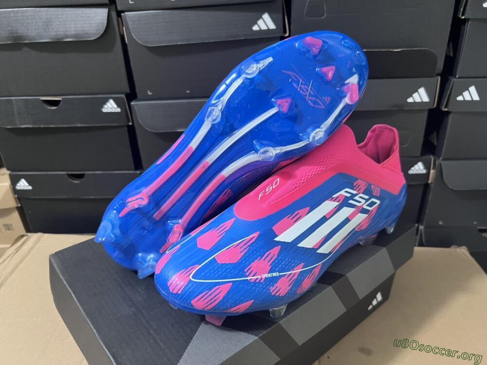 Adidas F50 Elite Laceless FG Football Boots - Blue/Pink/White