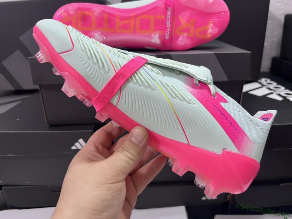 Adidas Predator Accuracy+ Laceless FG Football Boots - White/Pink/Purple