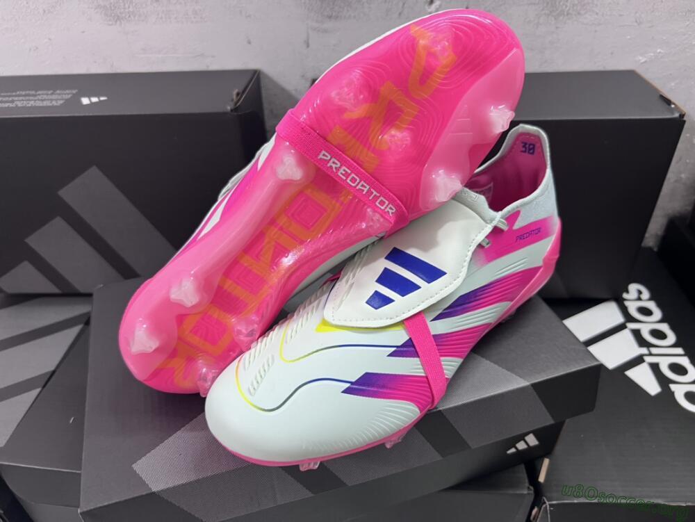 Adidas Predator Accuracy+ Laceless FG Football Boots - White/Pink/Purple