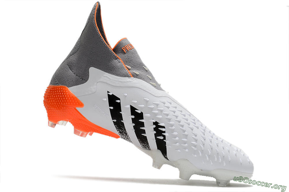 Adidas Predator Freak+ Laceless FG Football Boots - White/Grey/Orange 4