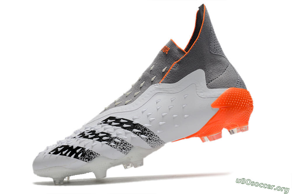 Adidas Predator Freak+ Laceless FG Football Boots - White/Grey/Orange 5