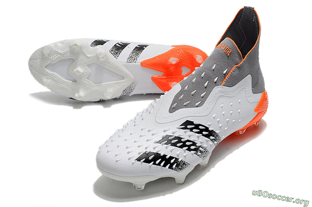Adidas Predator Freak+ Laceless FG Football Boots - White/Grey/Orange 0