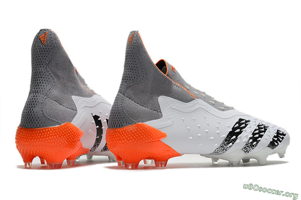 Adidas Predator Freak+ Laceless FG Football Boots - White/Grey/Orange 6