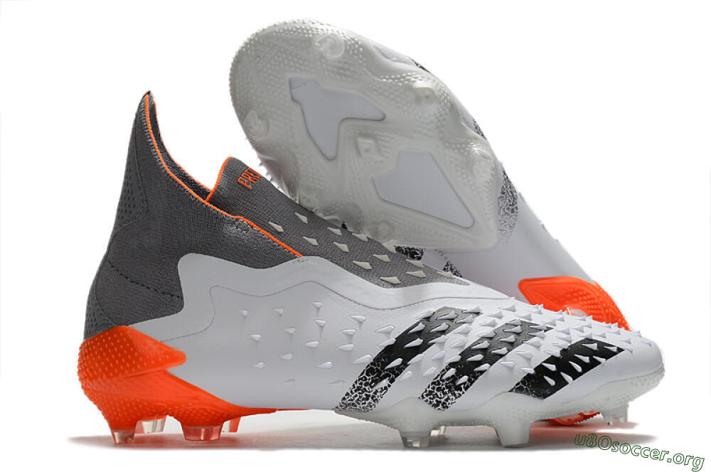 Adidas Predator Freak+ Laceless FG Football Boots - White/Grey/Orange 2