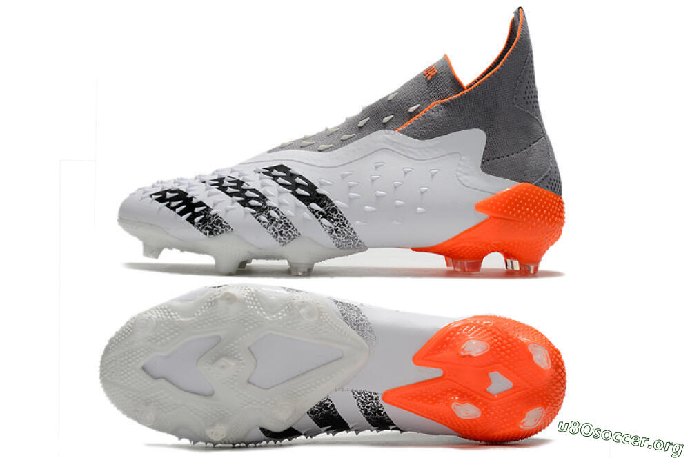 Adidas Predator Freak+ Laceless FG Football Boots - White/Grey/Orange 1