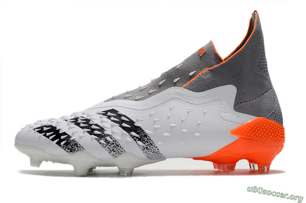 Adidas Predator Freak+ Laceless FG Football Boots - White/Grey/Orange 3