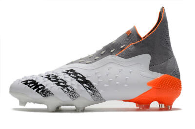 Adidas Predator Freak+ Laceless FG Football Boots - White/Grey/Orange