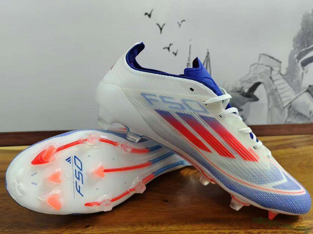 Adidas F50 Adizero FG Football Boots - White/Blue/Pink