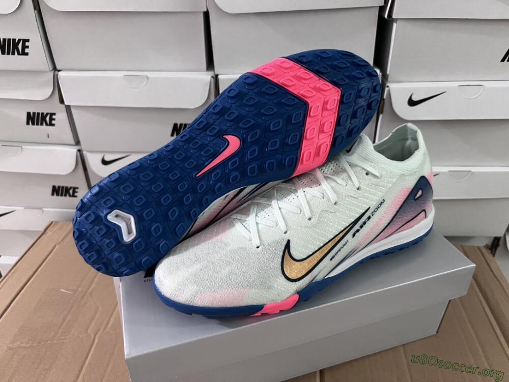 Nike Air Zoom Mercurial Vapor 16 Elite TF Football Shoes - White/Pink/Blue