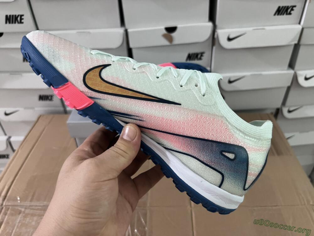 Nike Air Zoom Mercurial Vapor 16 Elite TF Football Shoes - White/Pink/Blue