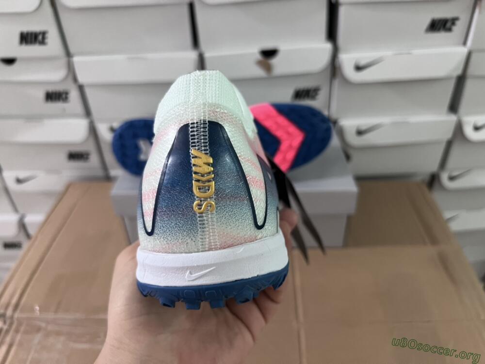 Nike Air Zoom Mercurial Vapor 16 Elite TF Football Shoes - White/Pink/Blue