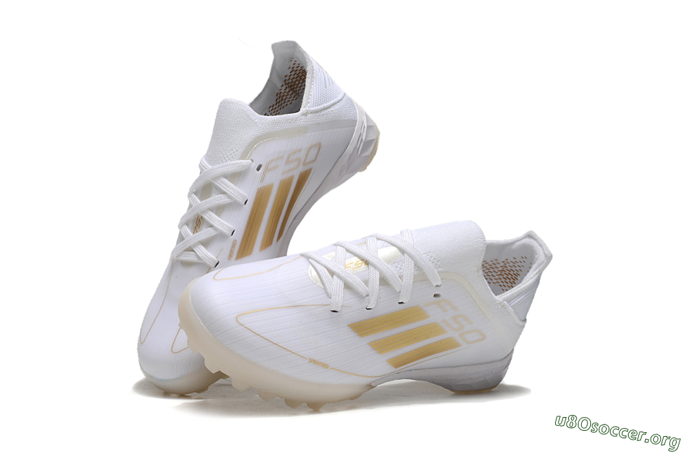 Kids Adidas F50 Elite TF Football Shoes - White/Gold 0