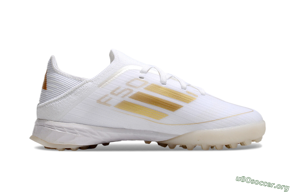 Kids Adidas F50 Elite TF Football Shoes - White/Gold 4