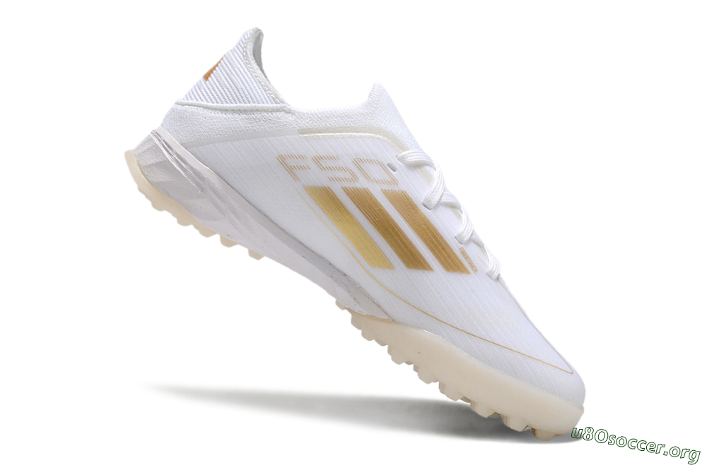 Kids Adidas F50 Elite TF Football Shoes - White/Gold 5