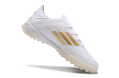 Kids Adidas F50 Elite TF Football Shoes - White/Gold