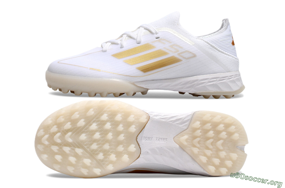 Kids Adidas F50 Elite TF Football Shoes - White/Gold 1