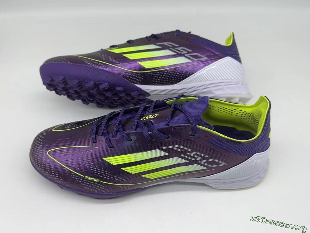 Adidas F50 Pro TF Football Shoes - Purple/Cloud White/Lucid Lemon