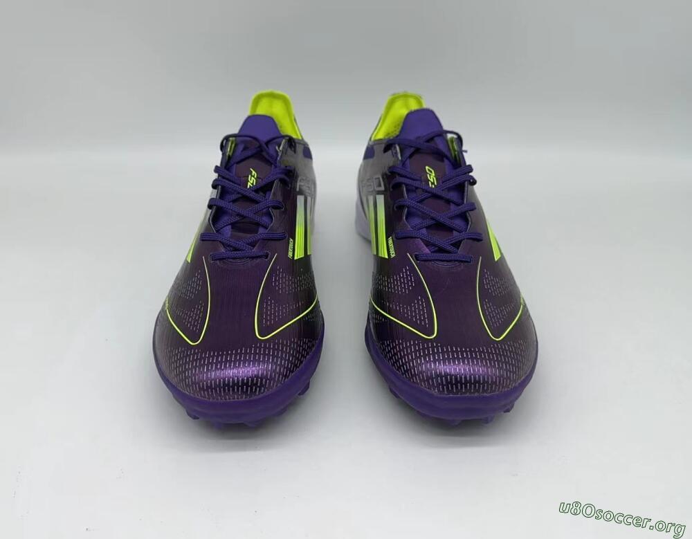 Adidas F50 Pro TF Football Shoes - Purple/Cloud White/Lucid Lemon