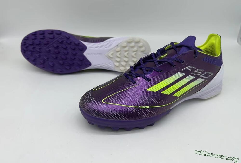 Adidas F50 Pro TF Football Shoes - Purple/Cloud White/Lucid Lemon