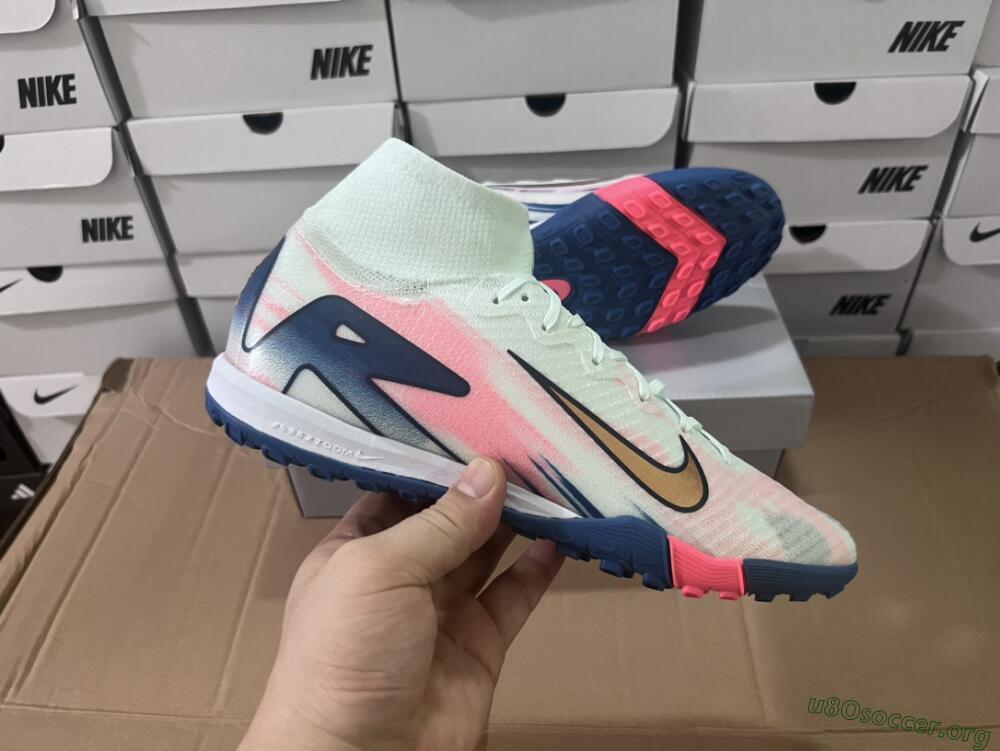 Nike Air Zoom Mercurial Superfly 10 Elite TF Football Shoes - White/Pink/Blue