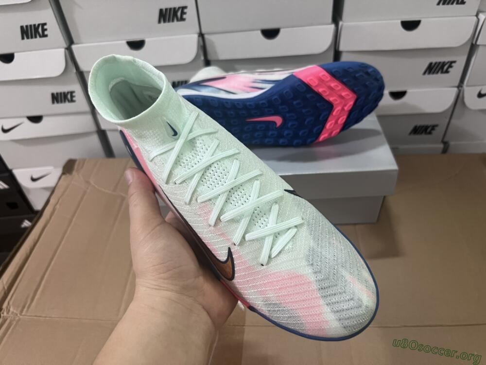 Nike Air Zoom Mercurial Superfly 10 Elite TF Football Shoes - White/Pink/Blue