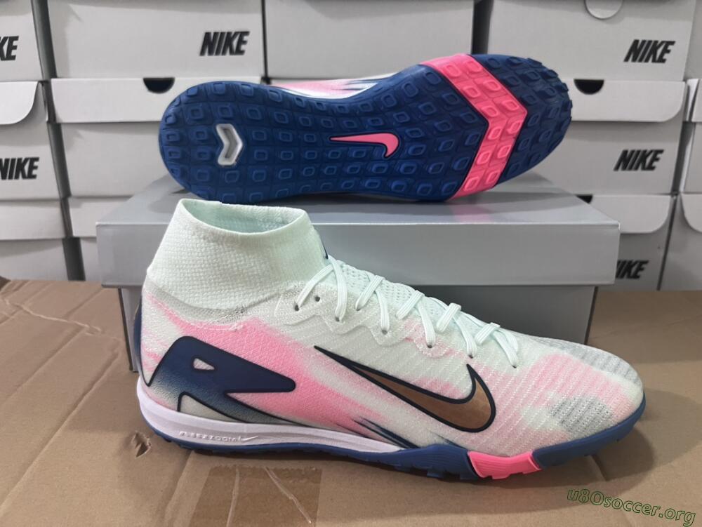 Nike Air Zoom Mercurial Superfly 10 Elite TF Football Shoes - White/Pink/Blue