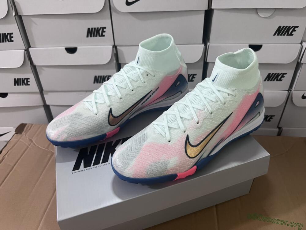Nike Air Zoom Mercurial Superfly 10 Elite TF Football Shoes - White/Pink/Blue