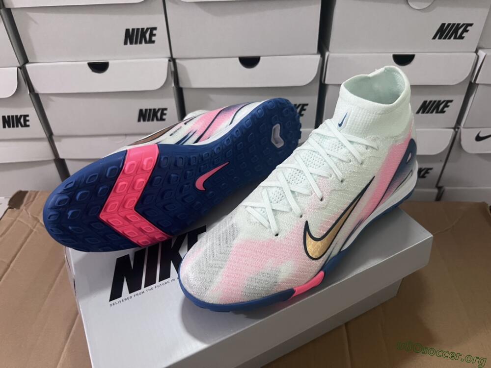 Nike Air Zoom Mercurial Superfly 10 Elite TF Football Shoes - White/Pink/Blue