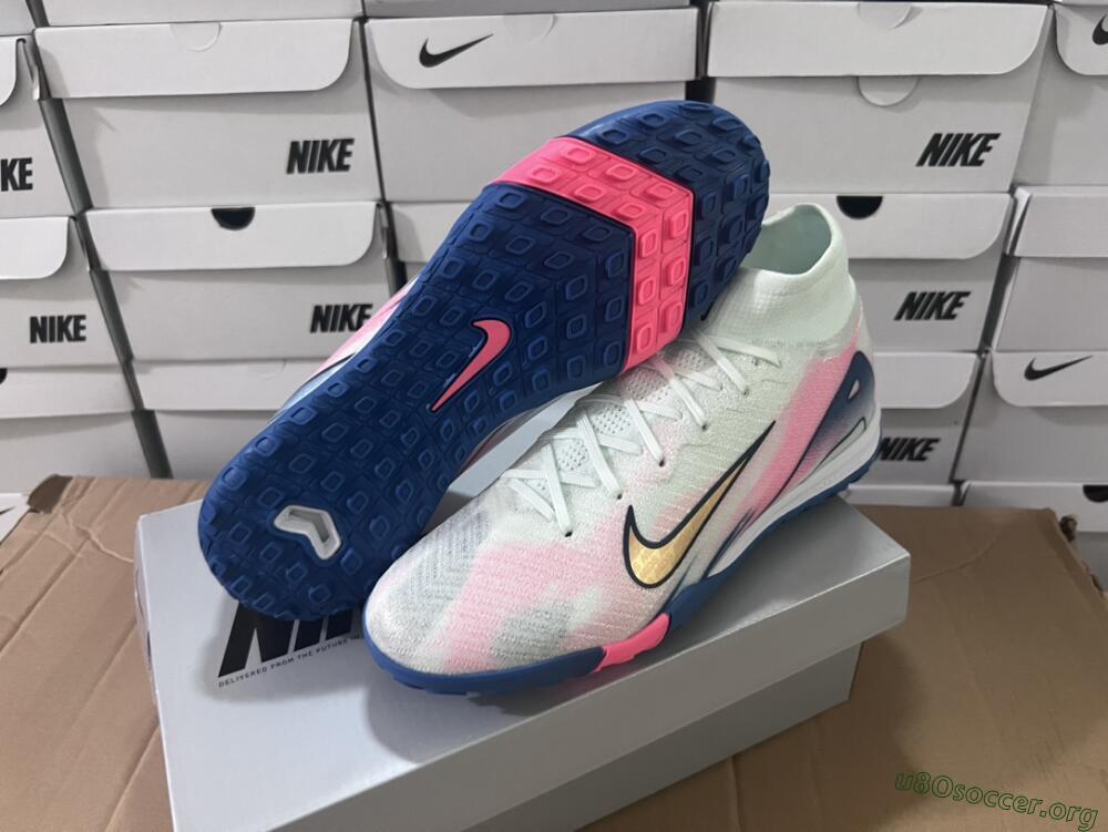 Nike Air Zoom Mercurial Superfly 10 Elite TF Football Shoes - White/Pink/Blue
