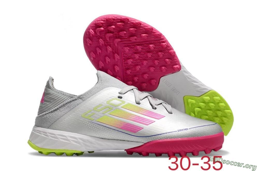 Adidas F50 Elite TF Football Shoes - Silver/Pink/Yellow 2