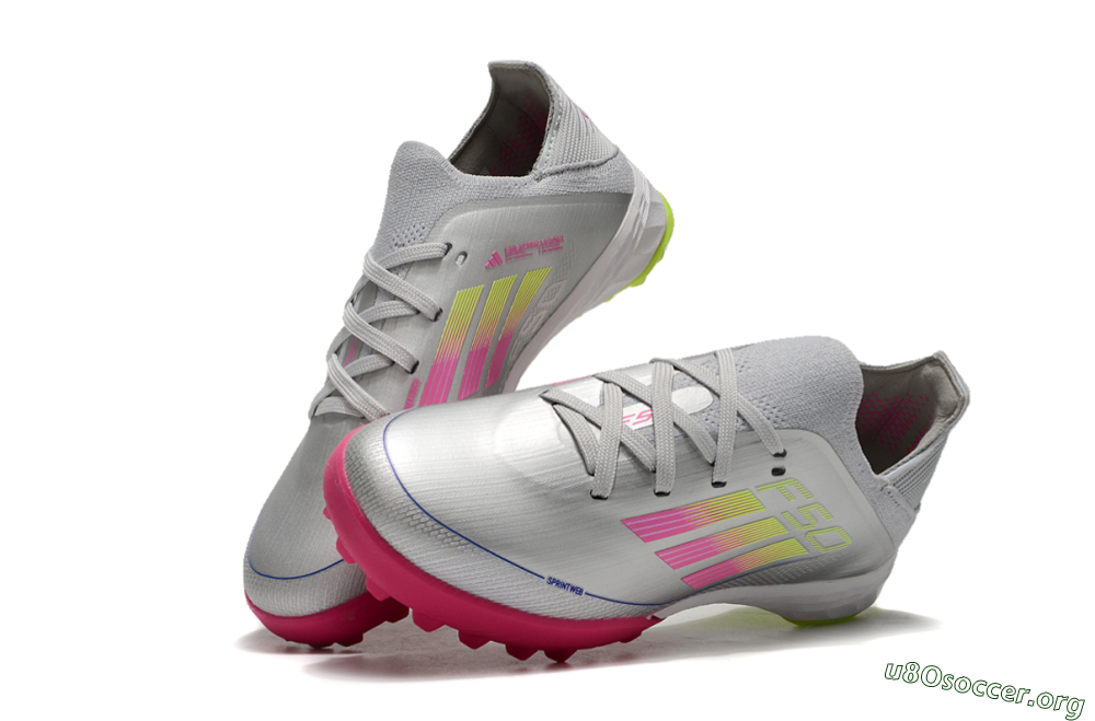 Adidas F50 Elite TF Football Shoes - Silver/Pink/Yellow 0