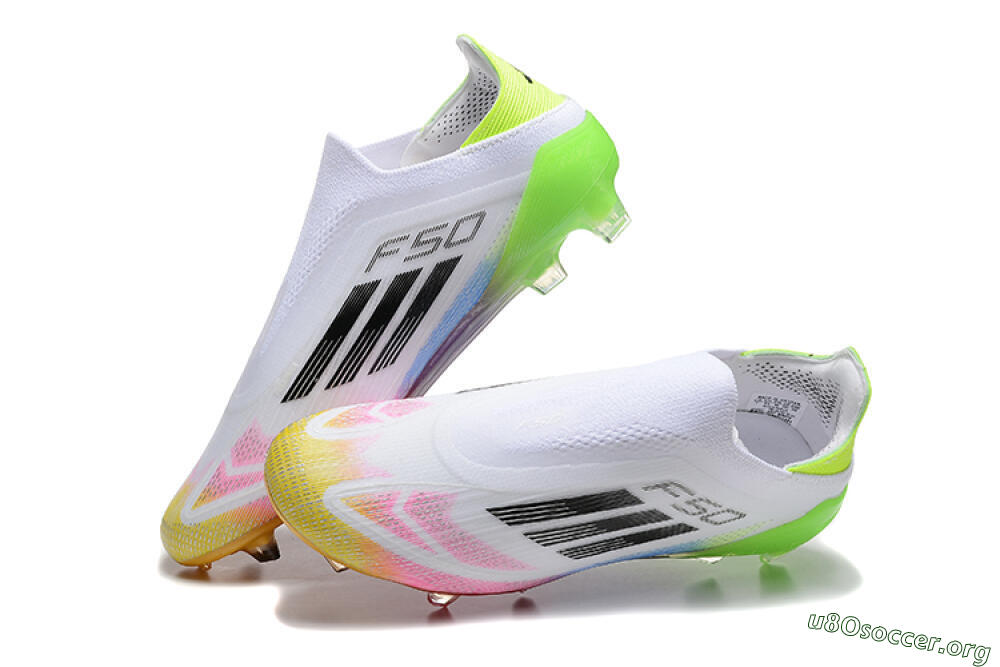 Adidas F50 Elite Laceless FG Football Boots - White/Gold/Pink/Blue/Yellow 0