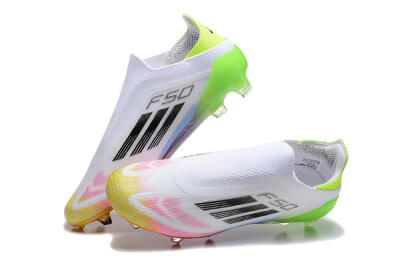 Adidas F50 Elite Laceless FG Football Boots - White/Gold/Pink/Blue/Yellow