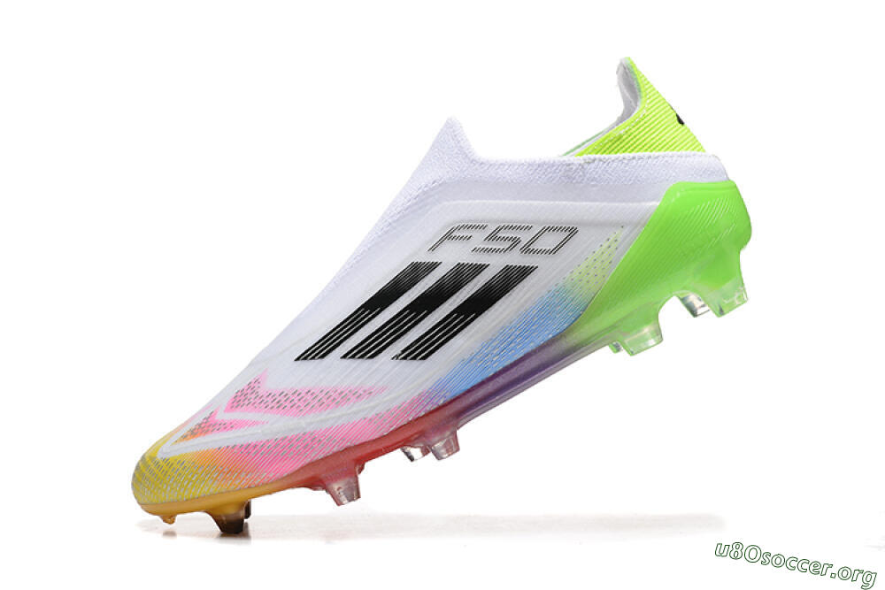 Adidas F50 Elite Laceless FG Football Boots - White/Gold/Pink/Blue/Yellow 5
