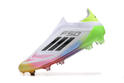 Adidas F50 Elite Laceless FG Football Boots - White/Gold/Pink/Blue/Yellow