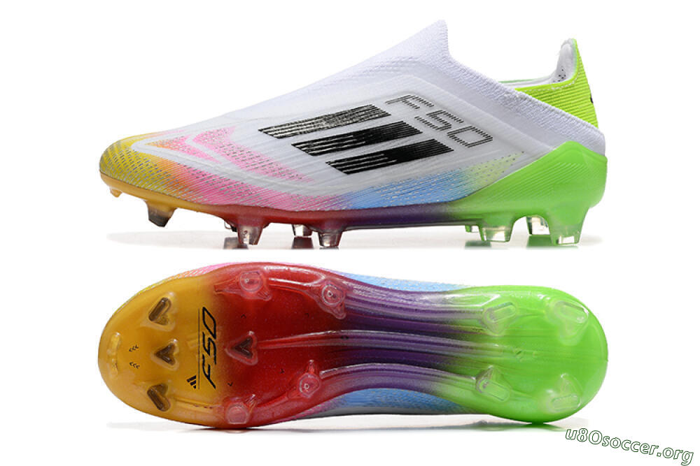 Adidas F50 Elite Laceless FG Football Boots - White/Gold/Pink/Blue/Yellow 1