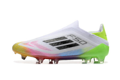Adidas F50 Elite Laceless FG Football Boots - White/Gold/Pink/Blue/Yellow