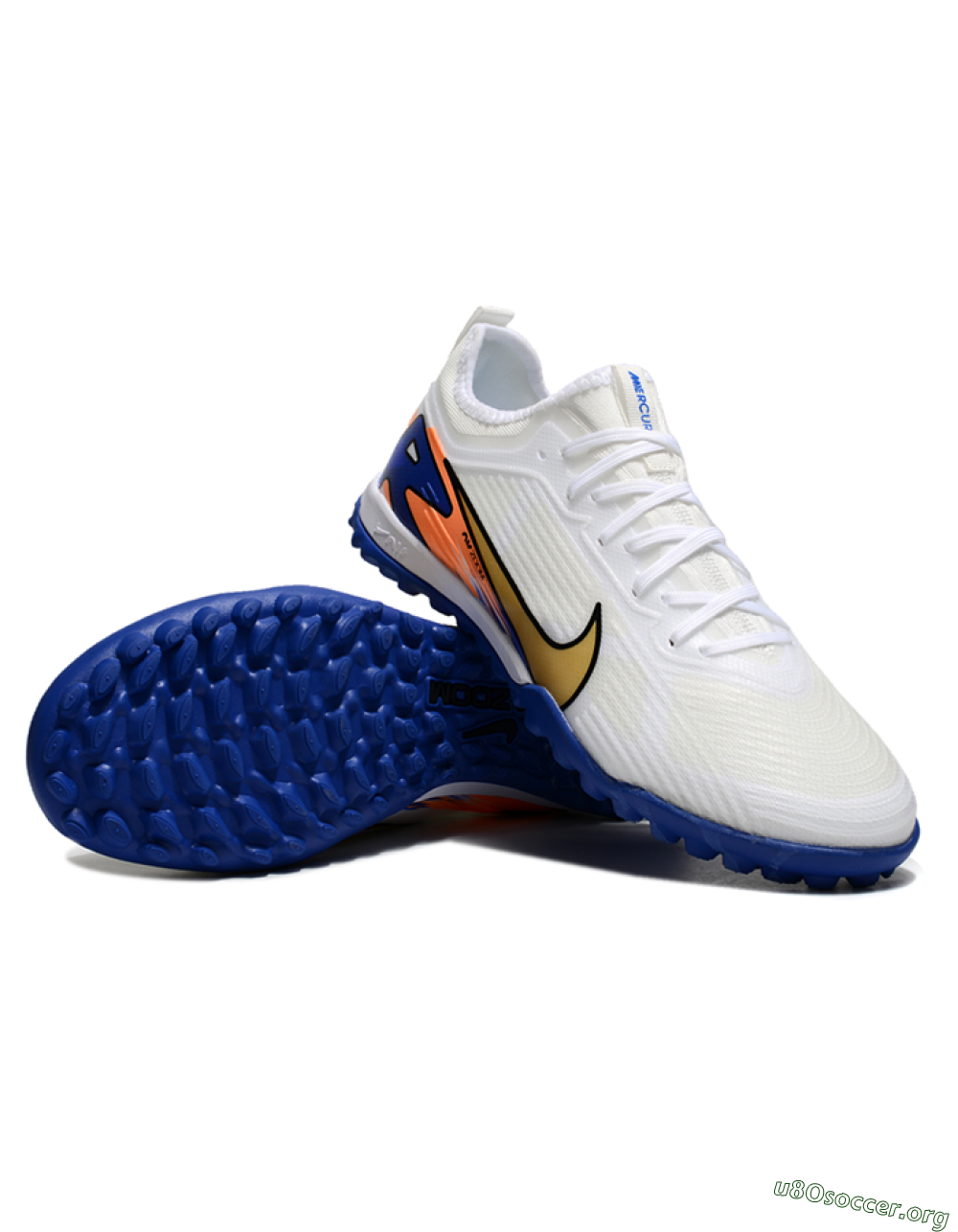Nike Air Zoom Mercurial Vapor 16 Elite TF Football Shoes - White/Gold/Orange/Blue 0