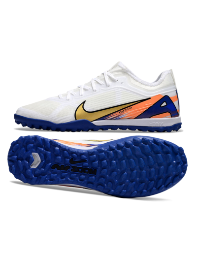 Nike Air Zoom Mercurial Vapor 16 Elite TF Football Shoes - White/Gold/Orange/Blue