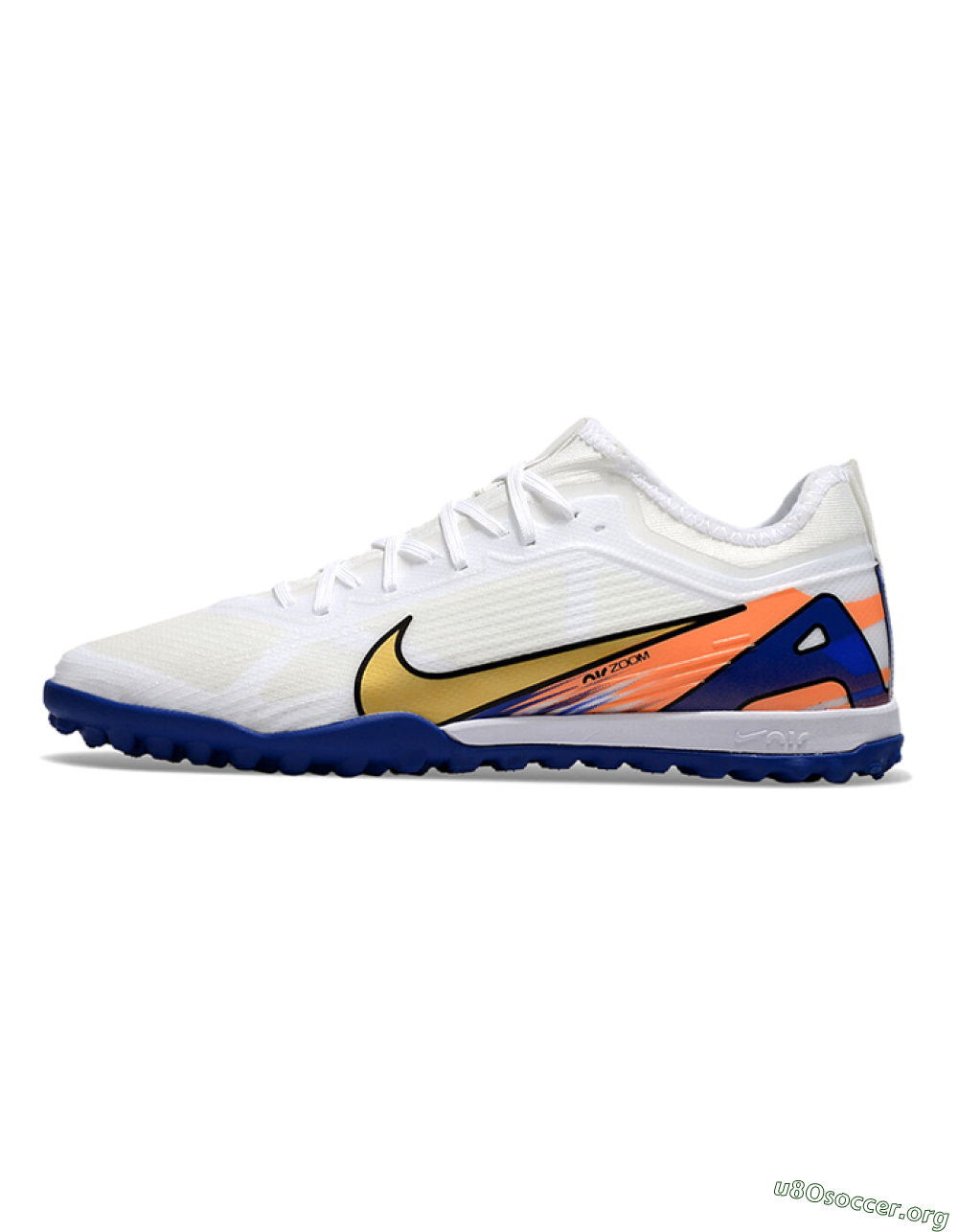 Nike Air Zoom Mercurial Vapor 16 Elite TF Football Shoes - White/Gold/Orange/Blue 3