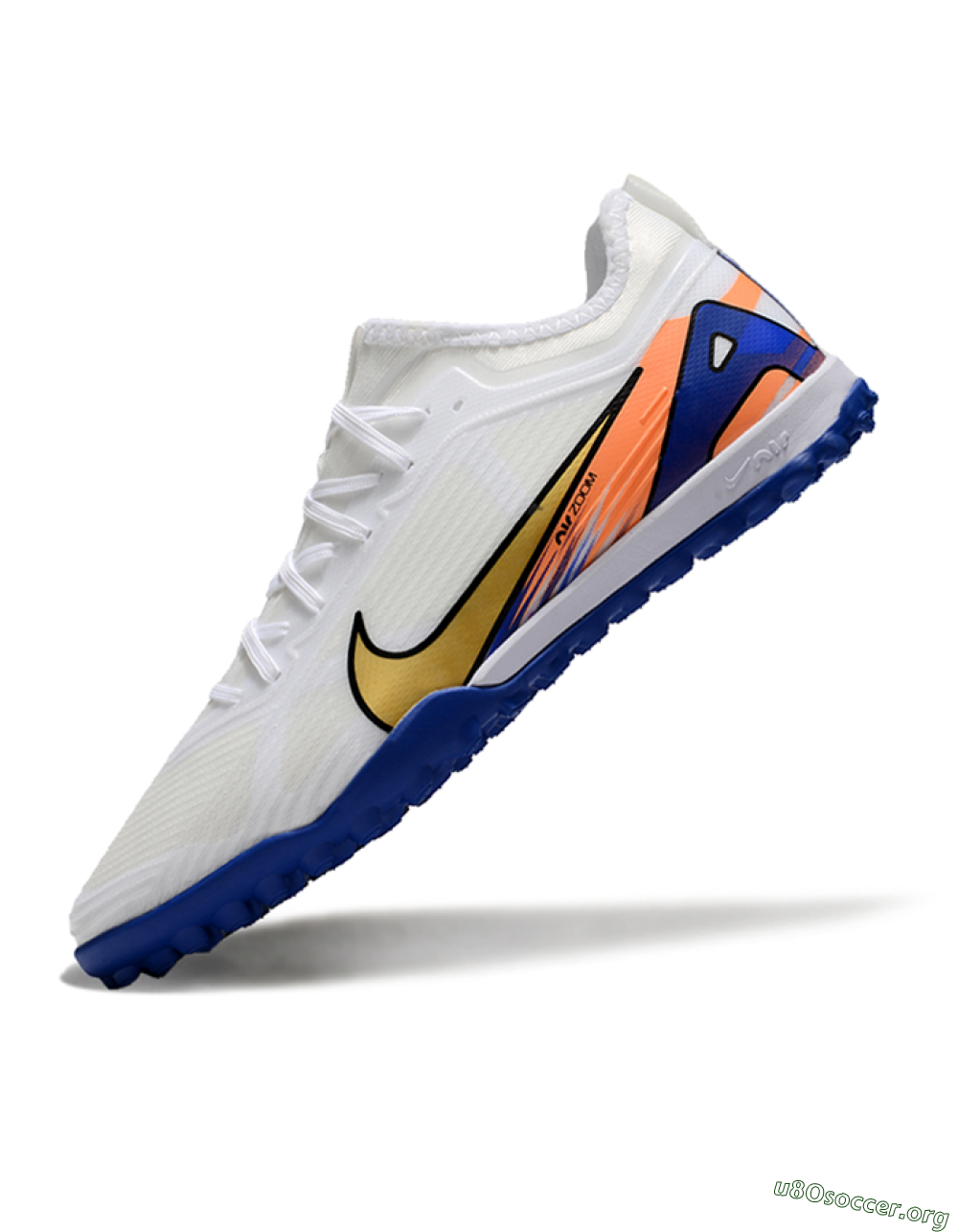 Nike Air Zoom Mercurial Vapor 16 Elite TF Football Shoes - White/Gold/Orange/Blue 5