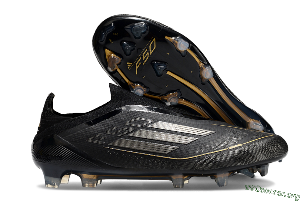 Adidas F50 Elite Laceless FG Football Boots - Black/Silver/Gold 2