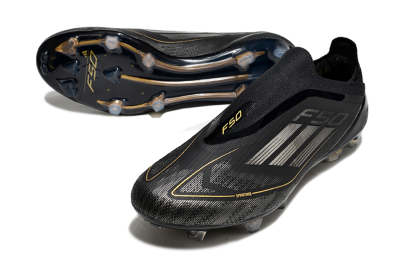 Adidas F50 Elite Laceless FG Football Boots - Black/Silver/Gold