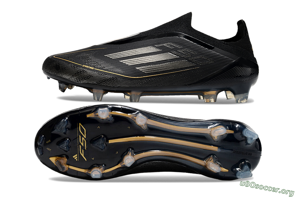 Adidas F50 Elite Laceless FG Football Boots - Black/Silver/Gold 1